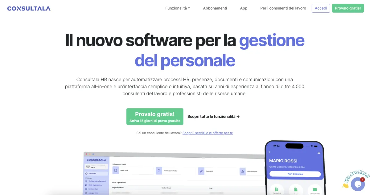 La home page di ConsultaLa: «Il nuovo software per la gestione del personale»
