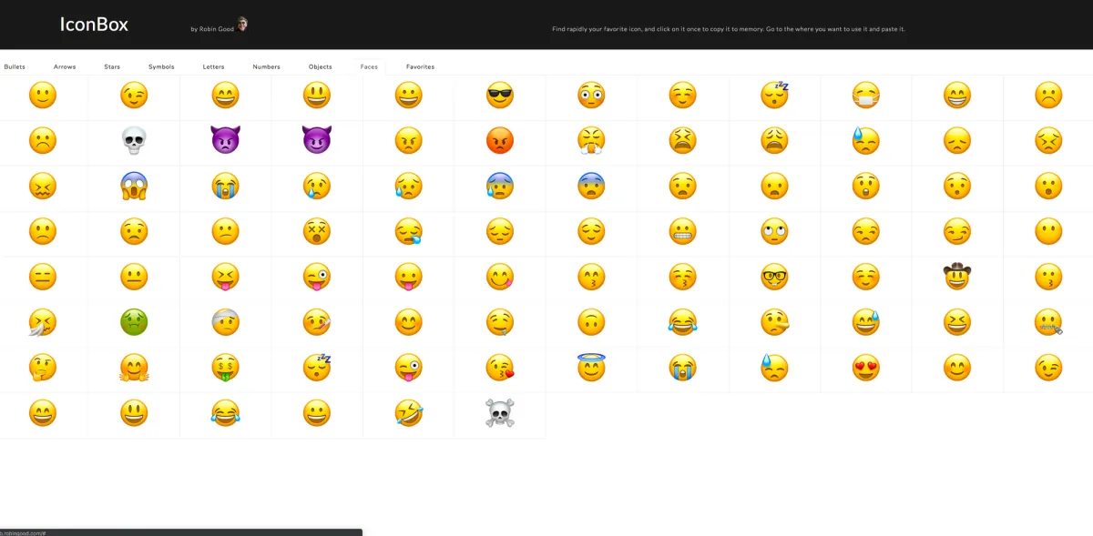 IconBox: a grid of emoji to copy